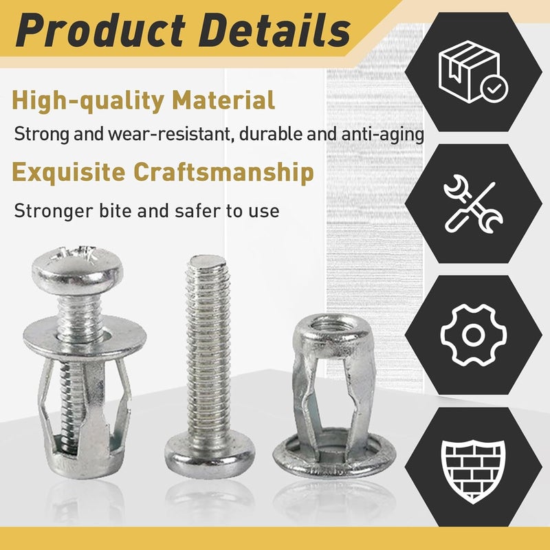 Iffitya 50Pcs M4 x 20 Hollow Door Anchor Set, Hollow Metal Cavity Fixing Wall Anchors for Aluminium cladding Sheet Steel Pipe, Iron Sheet, Plastic Sheet(8 * 16MM) - Image 3